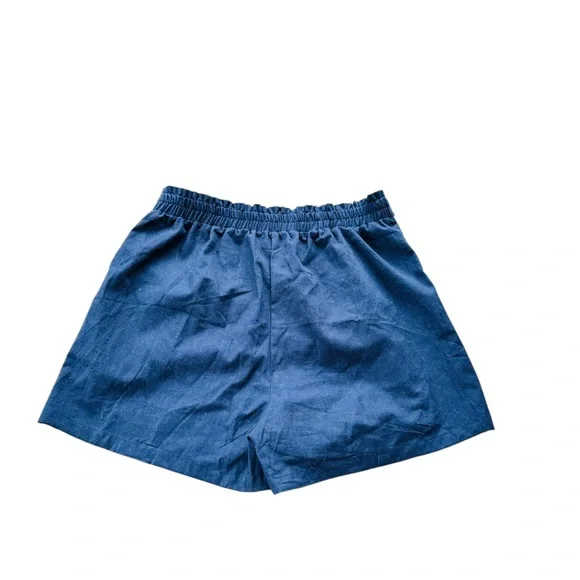 High Waist Blue Tailored Shorts - Picture 3 of 3